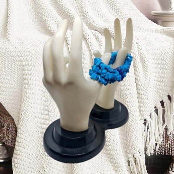 Genuine Turquoise Triple Layer Beaded Stretchy Bracelet - Picture 5 of 5